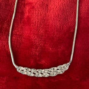 16 inch rhinestone silver tone necklace